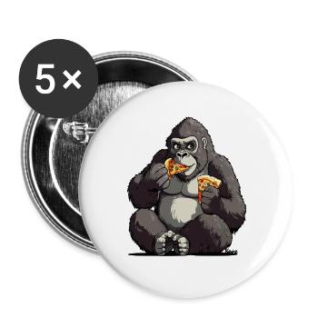 Gorille appréciant une pizza illustration - Lot de 5 grands badges (56 mm) - blanc - Devant