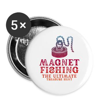 Neodym-Magnet zum Angeln, magnetischer Fischer - Buttons groß 56 mm (5er Pack) - Weiß - Vorne