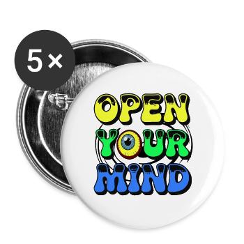 Lebendiges Augen-Design - Buttons groß 56 mm (5er Pack) - Weiß - Vorne