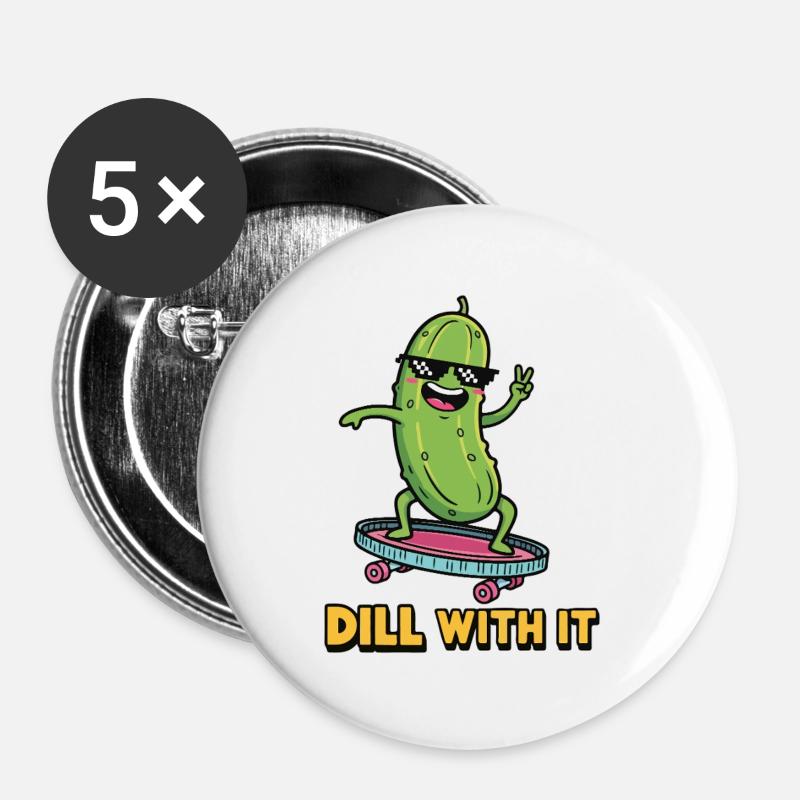 Gurken-Vibes - Buttons groß 56 mm (5er Pack) - Weiß