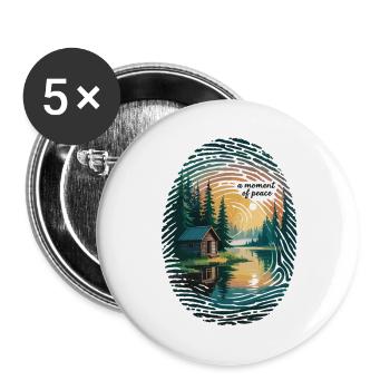 Natur Ruhe - A Moment of Peace Shirt - Buttons groß 56 mm (5er Pack) - Weiß - Vorne