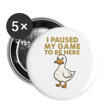 Motif de canard humoristique pour les joueurs - Lot de 5 grands badges (56 mm) - blanc - Devant