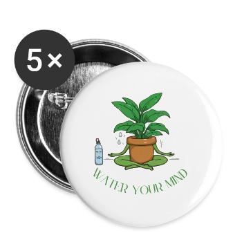 Water your mind - Meditation & innerer Frieden - Lot de 5 grands badges (56 mm) - blanc - Devant