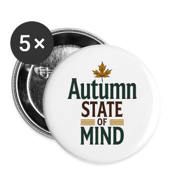Autumn State of Mind - Herbst Spruch - Buttons groß 56 mm (5er Pack) - Weiß - Vorne