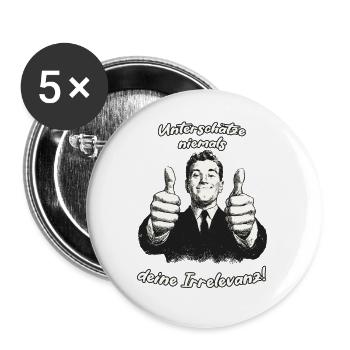 Conception de motivation humoristique avec pouces levés - Lot de 5 grands badges (56 mm) - blanc - Devant