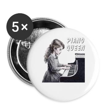 REINE DU PIANO - Lot de 5 grands badges (56 mm) - blanc - Devant