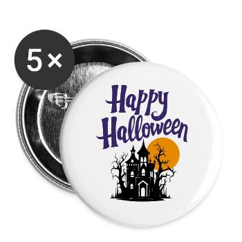 Joyeux halloween - Lot de 5 grands badges (56 mm) - blanc - Devant