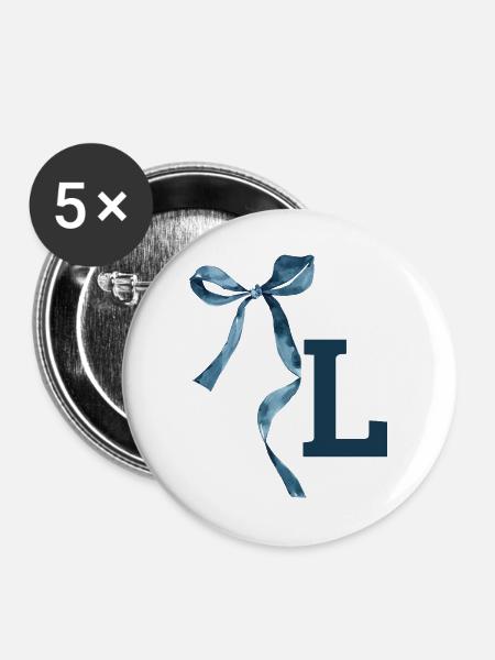 Monogramm l Geschenkidee - Buttons groß 56 mm (5er Pack) - Weiß