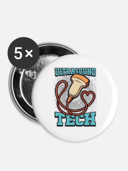 Sonographer Ultrasound Tech Sonography Xray Tech - Buttons groß 56 mm (5er Pack) - Weiß
