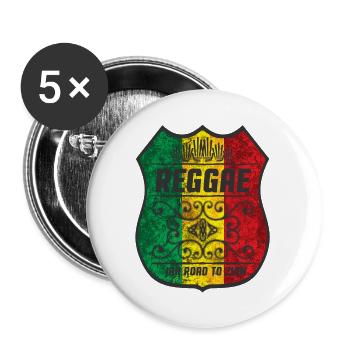 Reggae flag motif with cultural design - Buttons large 2.2''/56 mm (5-pack) - white - Front