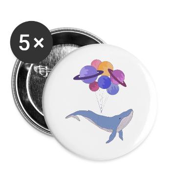 Weltraumwal - Buttons groß 56 mm (5er Pack) - Weiß - Vorne