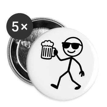 Bière Stick Figure - Lot de 5 grands badges (56 mm) - blanc - Devant
