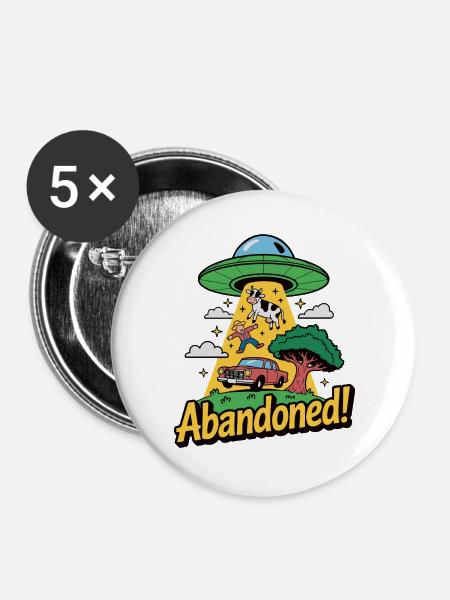 Retro Außerirdische Entführung Illustration - Buttons groß 56 mm (5er Pack) - Weiß