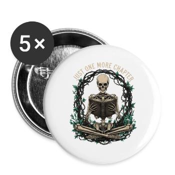 Skeletor liest Buch mit Naturmotiven - Buttons groß 56 mm (5er Pack) - Weiß - Vorne