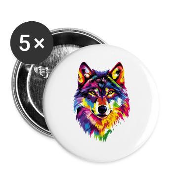 Wolf Love Wolves Wolf Pack Wolfhound Wild Wolf - Buttons large 2.2''/56 mm (5-pack) - white - Front