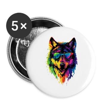 Wolf Love Wolves Wolf Pack Wolfhound Wild Wolf - Buttons large 2.2''/56 mm (5-pack) - white - Front