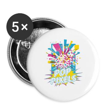 Pop Pixels Pop Culture Retro Video Game - Buttons groß 56 mm (5er Pack) - Weiß - Vorne