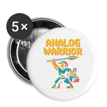 Guerrier analogique Pop Culture Rétro Jeu vidéo - Lot de 5 grands badges (56 mm) - blanc - Devant