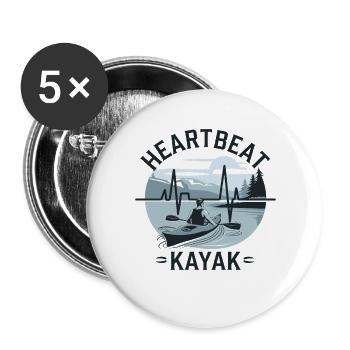 Paddeln Herzschlag Abenteuer Natur Kajak See - Buttons groß 56 mm (5er Pack) - Weiß - Vorne