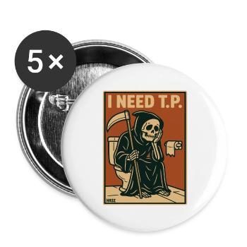 Papier toilette Faucheuse Mort Mort Humour - Lot de 5 grands badges (56 mm) - blanc - Devant