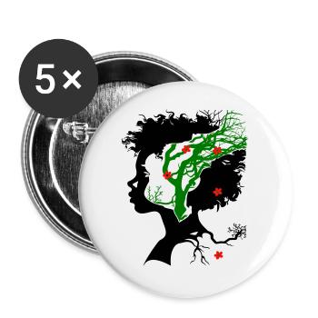 Abstract tree with flowers - Buttons large 2.2''/56 mm (5-pack) - white - Front