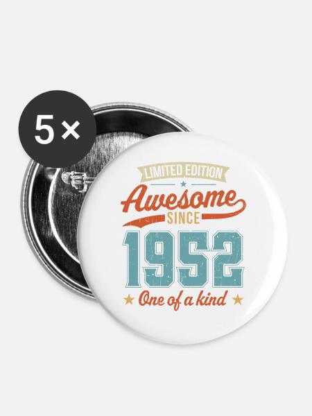 Genial seit 1952 - Buttons groß 56 mm (5er Pack) - Weiß