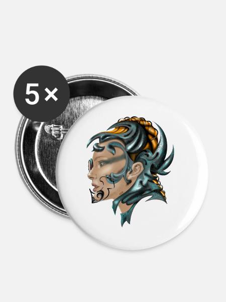 Steampunk - Buttons groß 56 mm (5er Pack) - Weiß