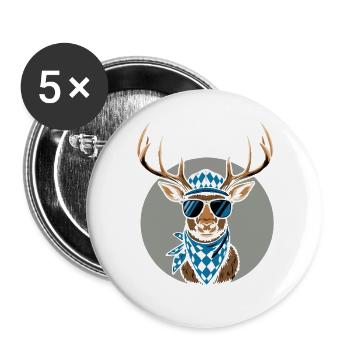 Alpen Hirsch Servus Hirschgeantler Tracht Oktober - Lot de 5 grands badges (56 mm) - blanc - Devant