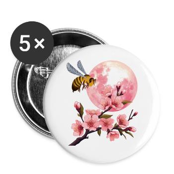 Mond und Kirschblüte - Buttons groß 56 mm (5er Pack) - Weiß - Vorne