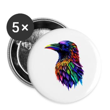 Raven, Crow, Bird, Raven Crow, Jackdaw, Black Raven - Buttons large 2.2''/56 mm (5-pack) - white - Front