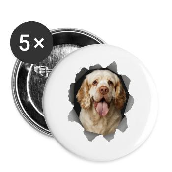 Clumber Spaniel - Buttons groß 56 mm (5er Pack) - Weiß - Vorne