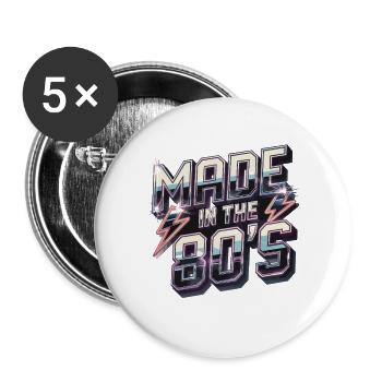 Fabriqué dans les années 80 Flash rétro - Lot de 5 grands badges (56 mm) - blanc - Devant