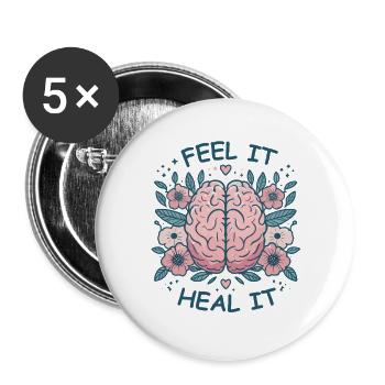 Mindset Motivation Heilung Achtsamkeit Entspannung - Buttons groß 56 mm (5er Pack) - Weiß - Vorne