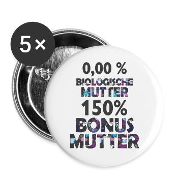 Mutter Mama Bonus Stiefmutter Muttertag Geschenk - Buttons groß 56 mm (5er Pack) - Weiß - Vorne