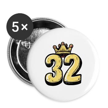 32 Number Krone - Buttons large 2.2''/56 mm (5-pack) - white - Front