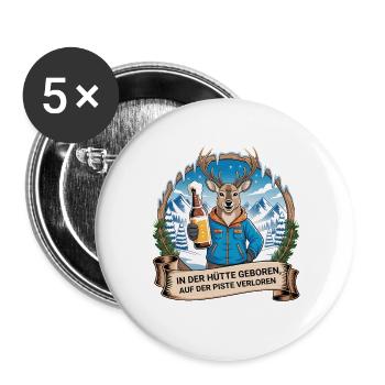 Soirée d’équipe Vacances de ski Ski & Snowboarder Après-ski - Lot de 5 grands badges (56 mm) - blanc - Devant