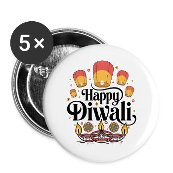 Diwali Lanterns and Diyas Patterns - Buttons large 2.2''/56 mm (5-pack) - white - Front