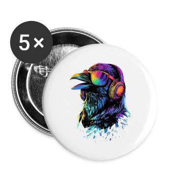 Raven, Crow, Bird, Raven Crow, Jackdaw, Black Raven - Buttons large 2.2''/56 mm (5-pack) - white - Front
