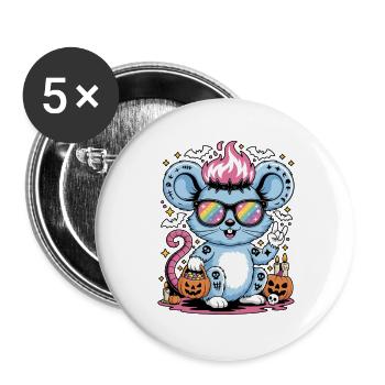 Rocker Mouse Halloween Rat - Buttons large 2.2''/56 mm (5-pack) - white - Front