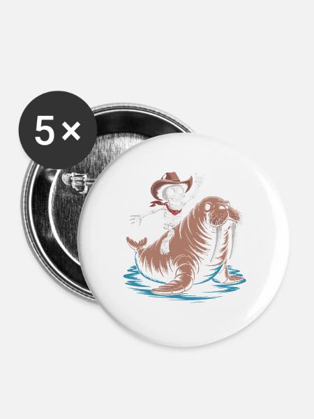 Skeleton cowboy on walrus - Buttons large 2.2''/56 mm (5-pack) - white