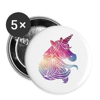 Einhorn Glitzer - Buttons groß 56 mm (5er Pack) - Weiß - Vorne