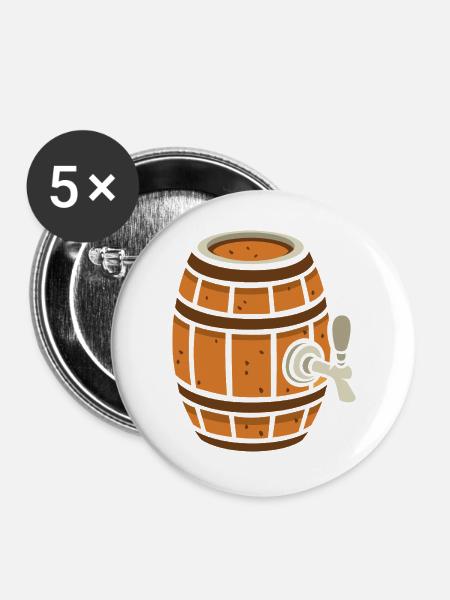 Rustikales Bierfass Cartoon - Buttons groß 56 mm (5er Pack) - Weiß
