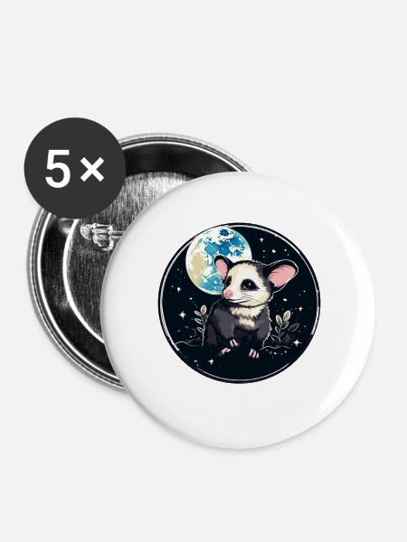 Kosmospossum Mondschein - Buttons groß 56 mm (5er Pack) - Weiß