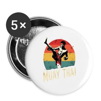 Drôle Muay Thai Boxe Muay Thai - Lot de 5 grands badges (56 mm) - blanc - Devant