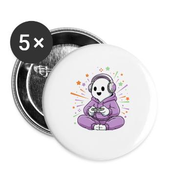 Halloween Gamer Cartoon Scary Gaming - Buttons groß 56 mm (5er Pack) - Weiß - Vorne