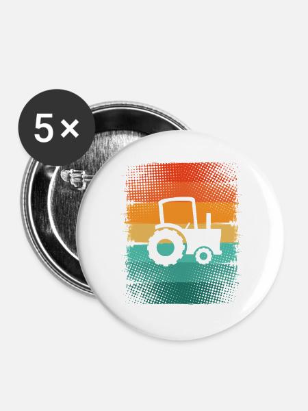 Traktor - Buttons groß 56 mm (5er Pack) - Weiß