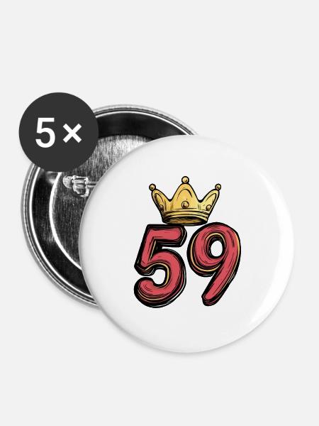 59 Zahl Krone - Buttons groß 56 mm (5er Pack) - Weiß