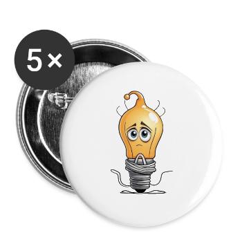Triste ampoule dessin animé - Lot de 5 grands badges (56 mm) - blanc - Devant