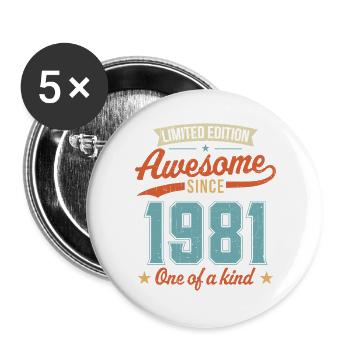 Génial depuis 1981 - Lot de 5 grands badges (56 mm) - blanc - Devant
