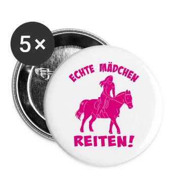 Vraie fille équitation silhouette - Lot de 5 grands badges (56 mm) - blanc - Devant